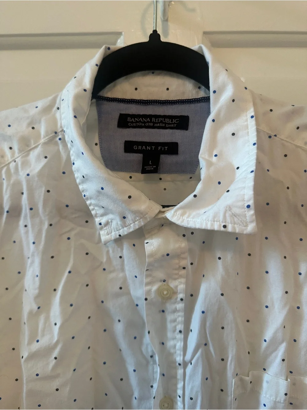 Banana Republic White Dot-Print Button-Down Shirt